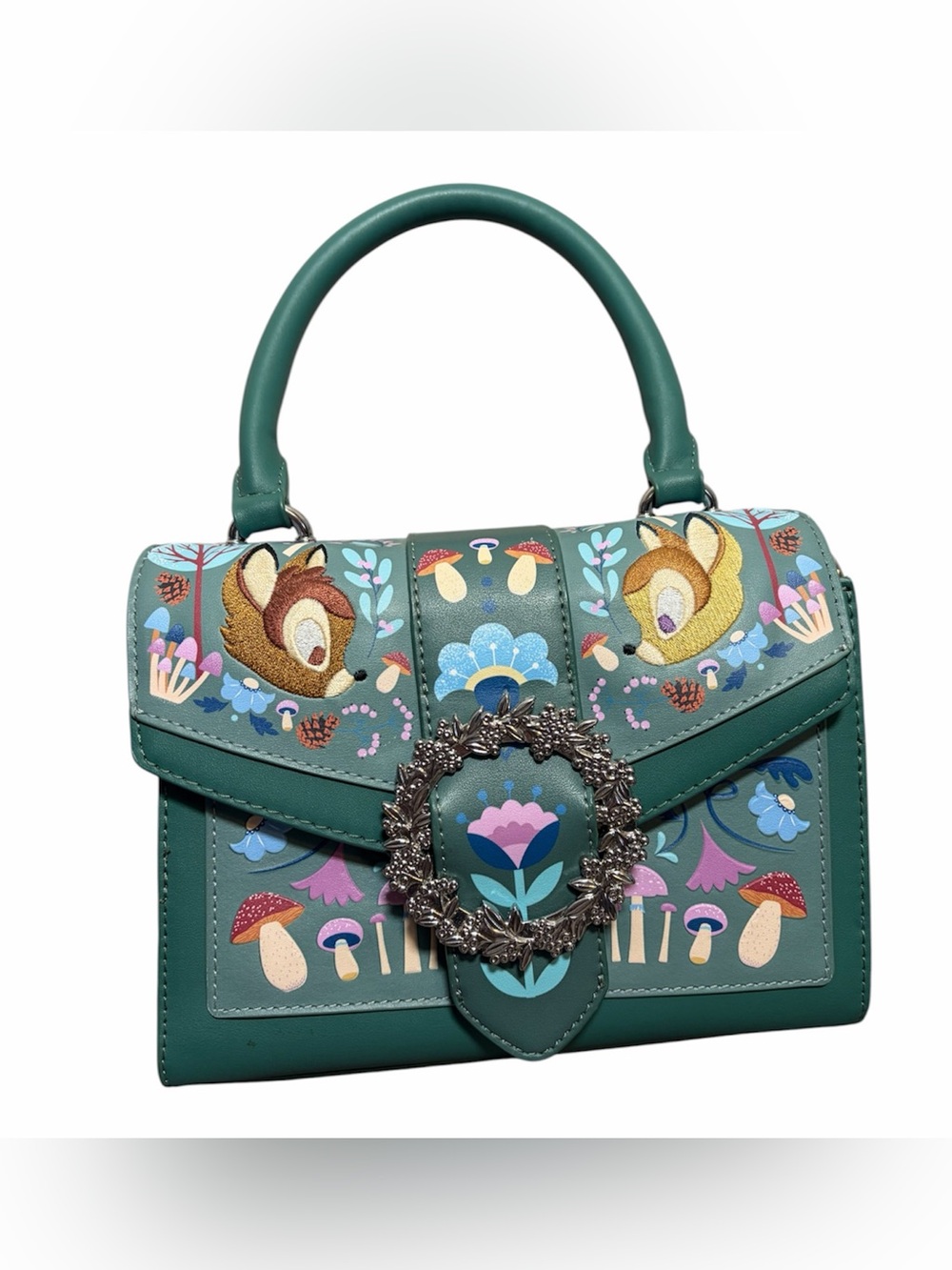 Loungefly Disney Bambi Folk Crossbody Bag Green Embroidered print